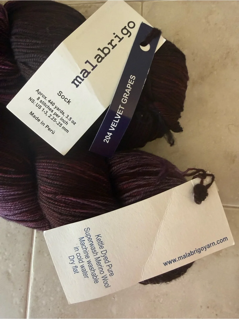 Malabrigo Velvet Grapes Sock Yarn - Deep Purple Blend
